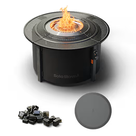 Infinity Flame Propane Fire Pit + Surround Surface - Charcoal Steel Finish